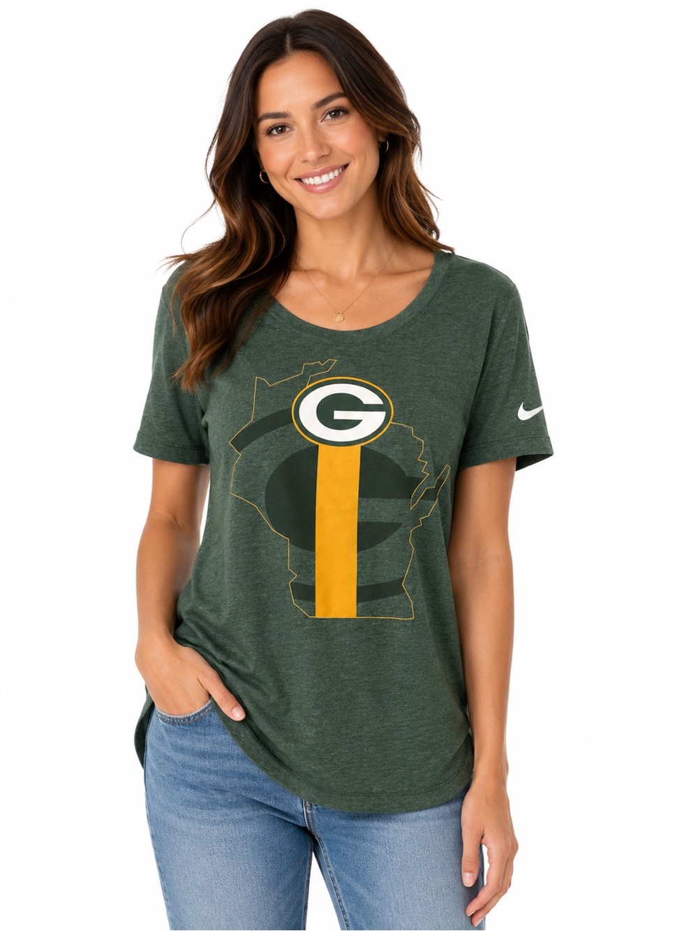 Nike Green Bay Packers Women's Green Graphic Tee - 0662